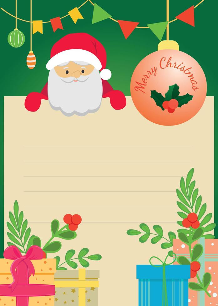 Christmas card with gifts and Santa Claus. Vector illustration.