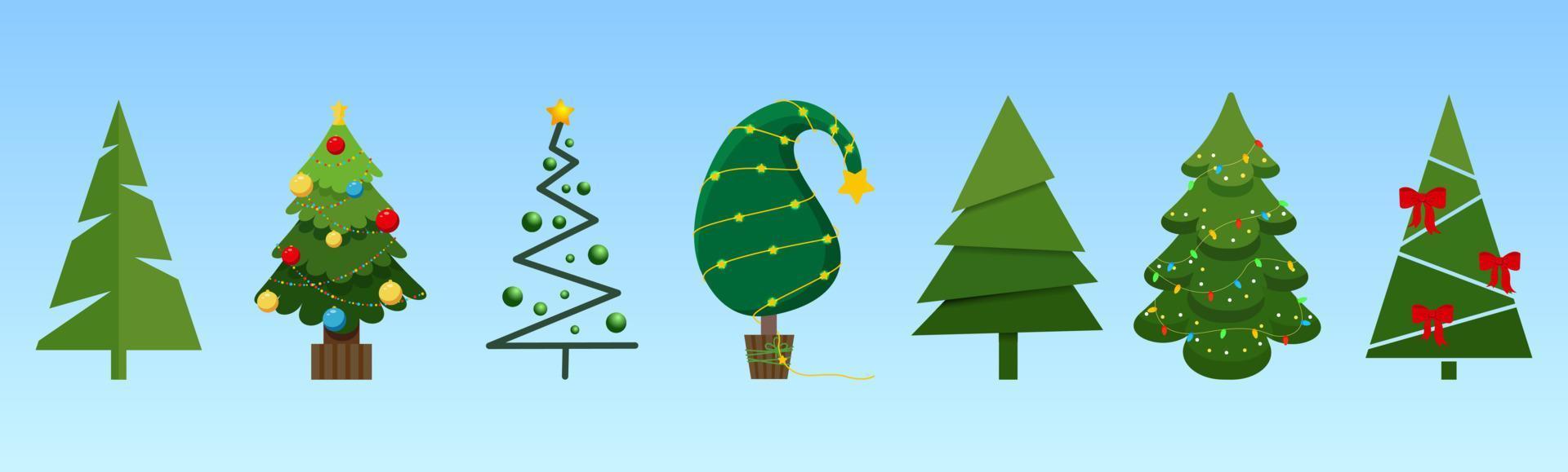 vector festivo conjunto de árboles de navidad con decoración