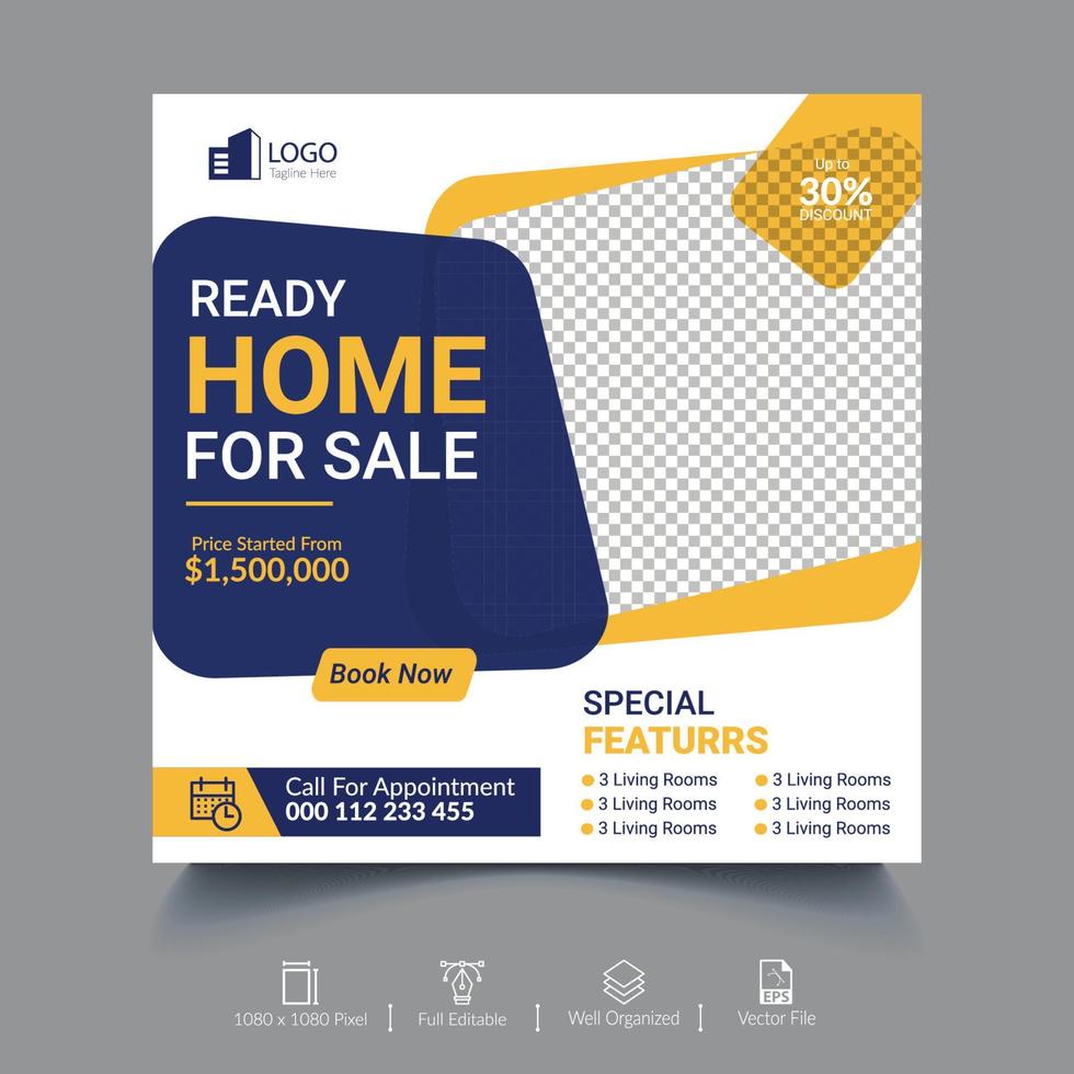 Real Estate Social Media Banner Template vector
