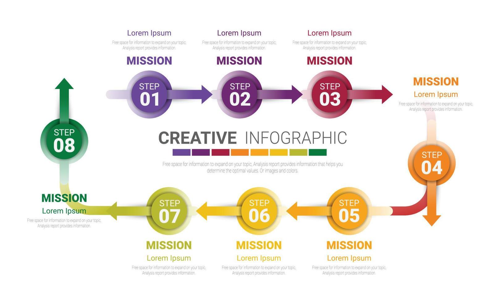 Circle Infographic thin line design and 8 options vector