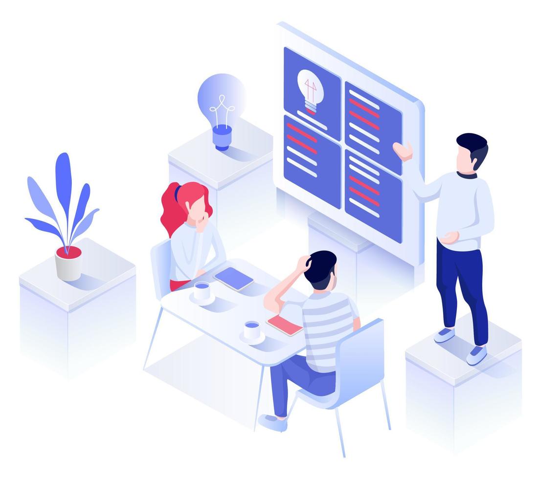 The team is looking for solutions to grow the business vector