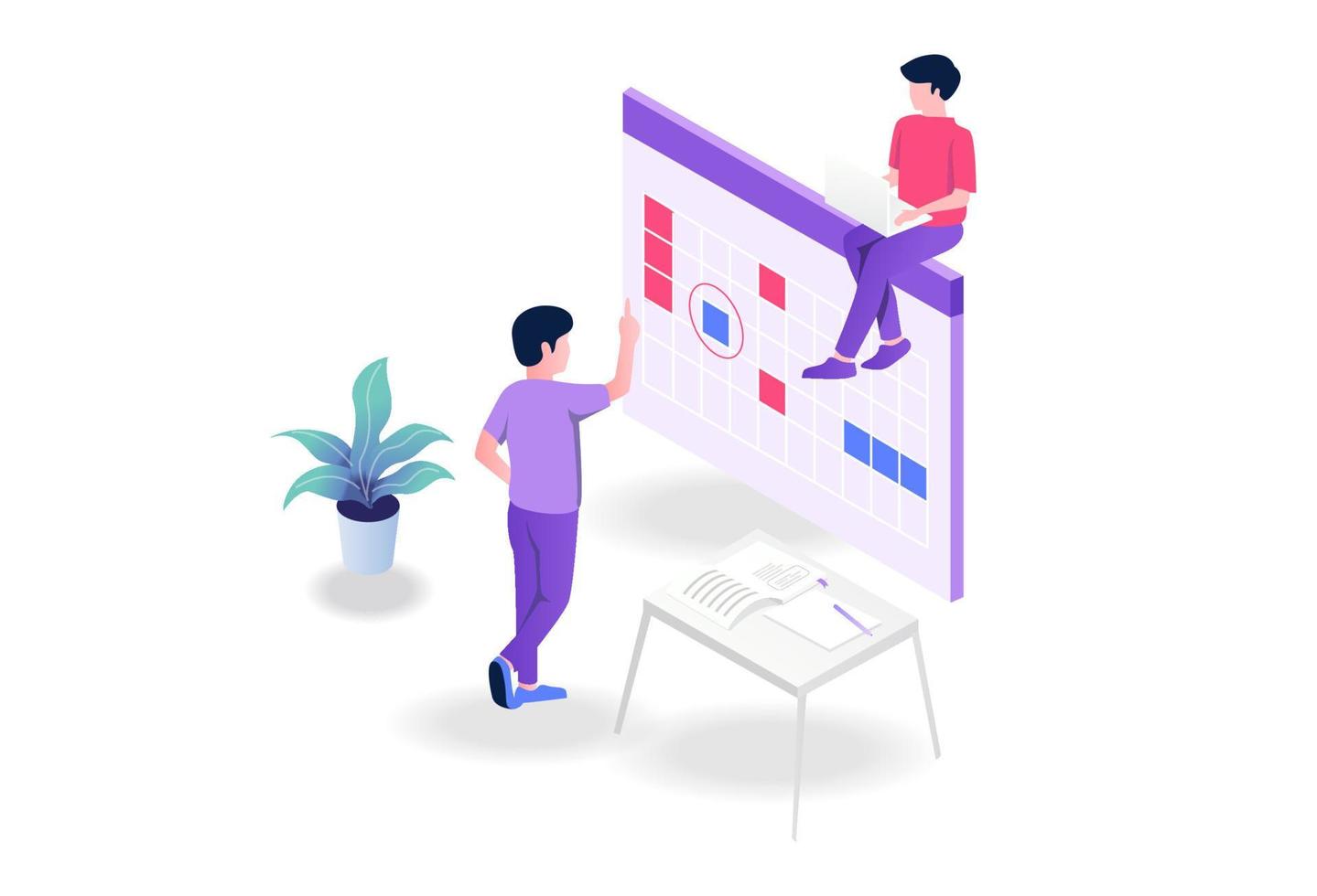 Mark the calendar for work plans vector