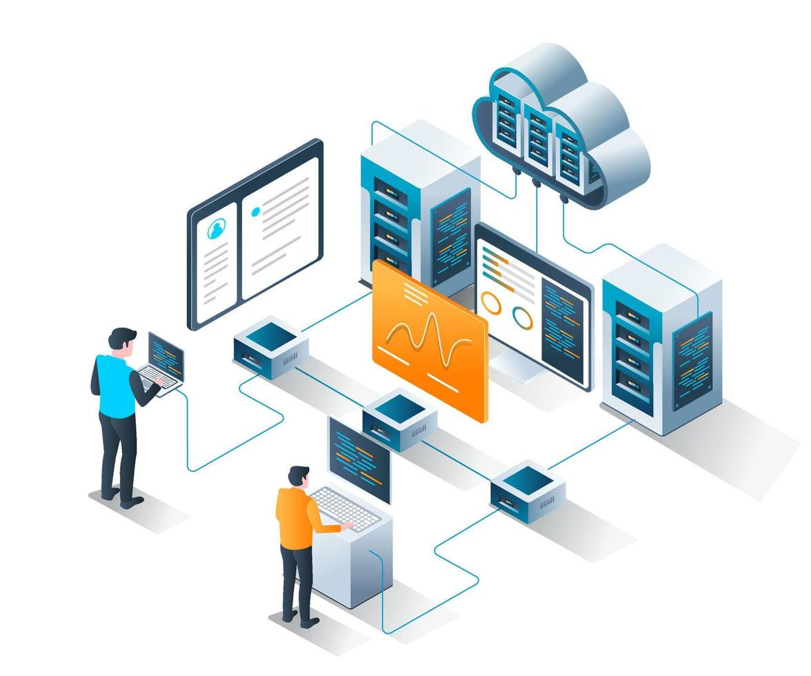 sistema de programación de análisis web con servidor en la nube vector