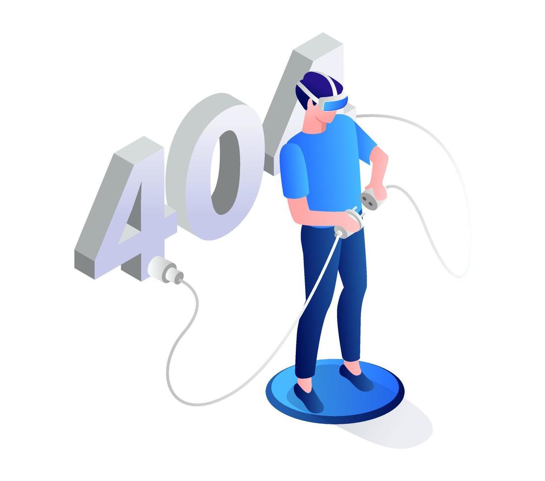 error 404 con realidad virtual vector