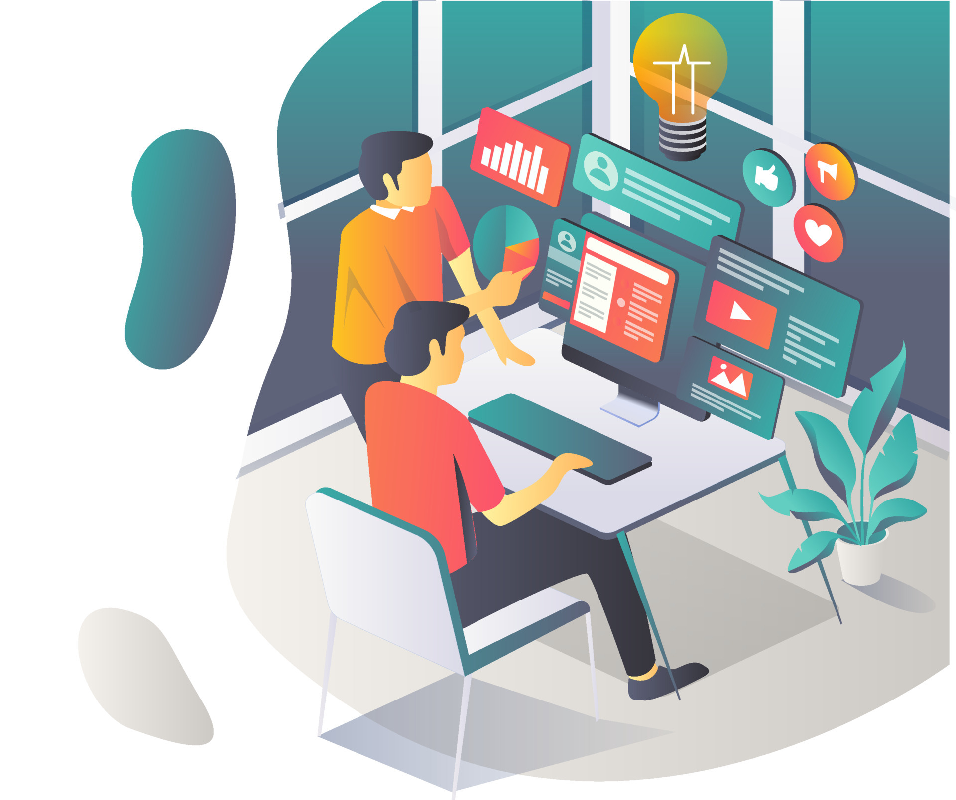 Developing social media digital marketing for business 4578802 Vector