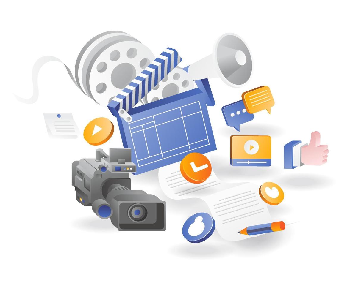 A set of videography tools for social media marketing vector
