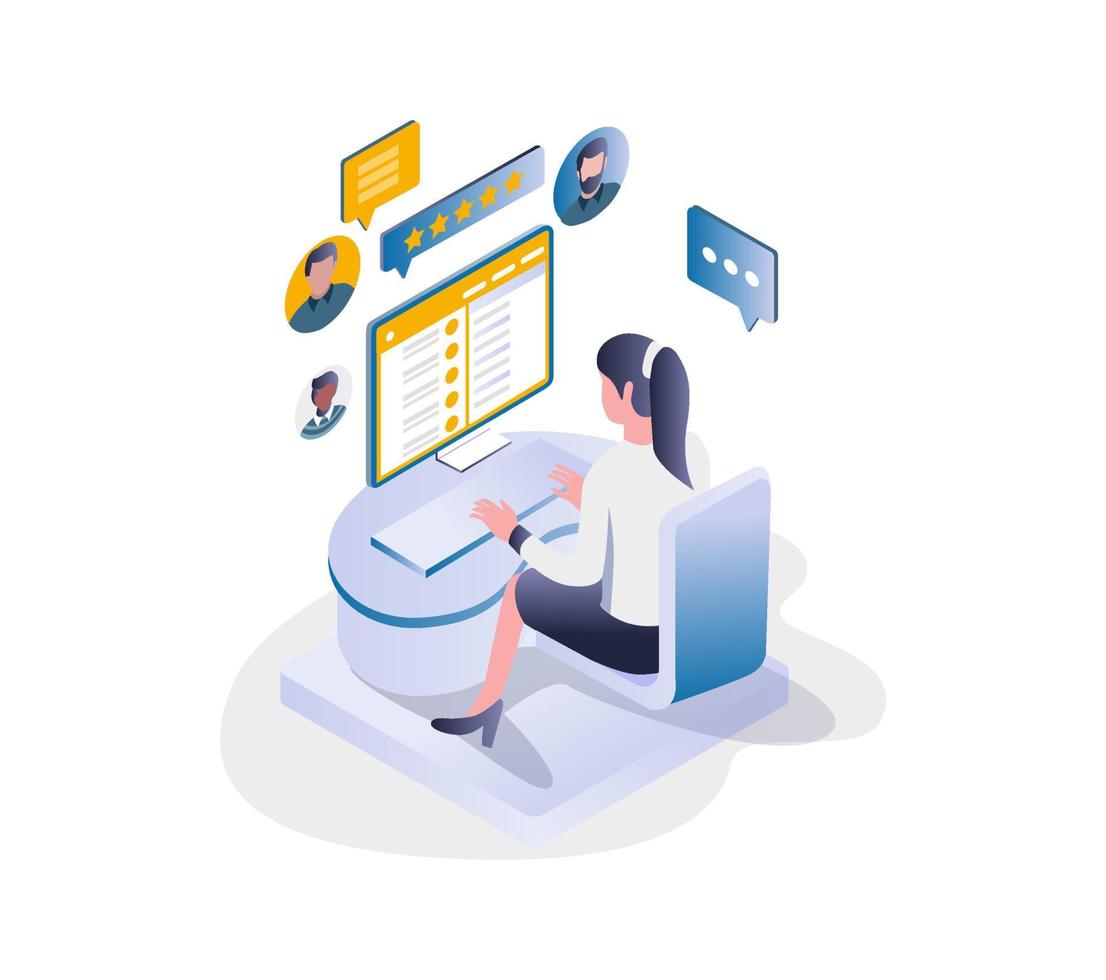 Woman working customer service vector