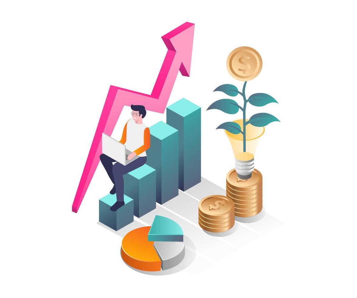 Successful Leaders invest money in isometric illustration vector