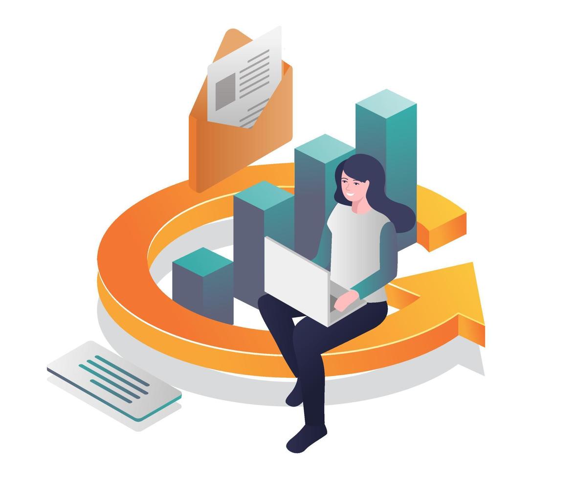 Successful investment journey in isometric illustration vector