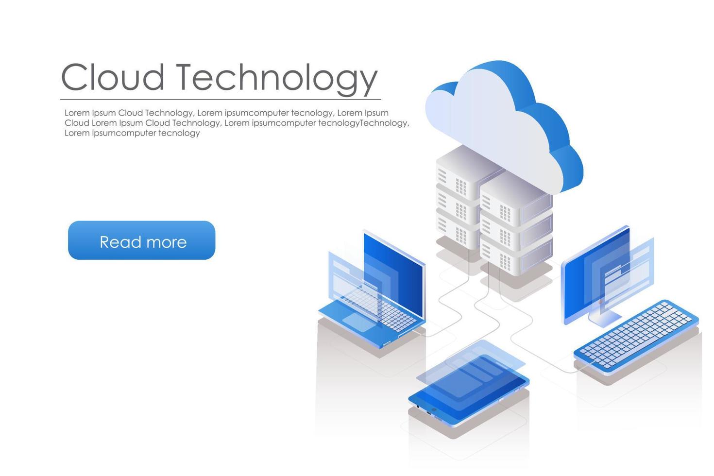 ordenador portátil con servidor en la nube vector