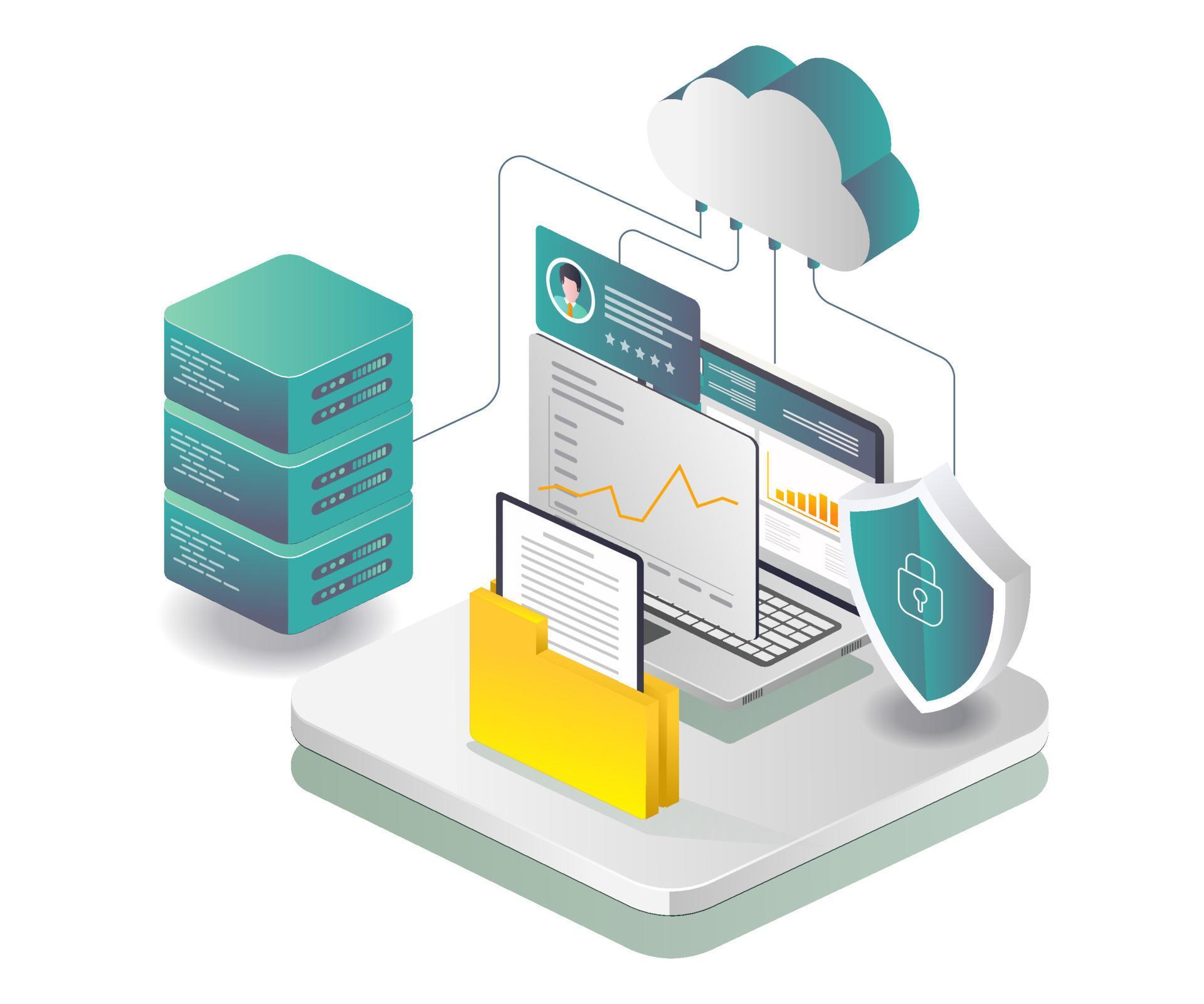 Security cloud server data analysis 4579019 Vector Art at Vecteezy