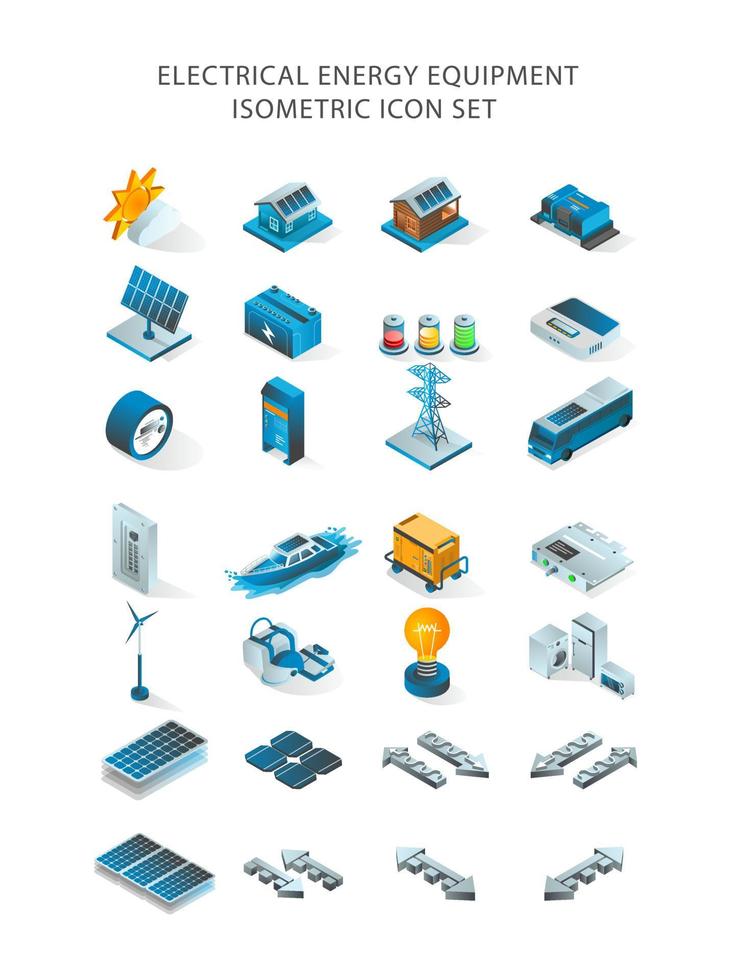 A set of icons about solar panels and electric power vector