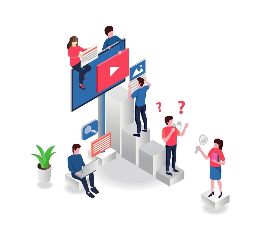 Digital signage for marketing strategy promotion vector