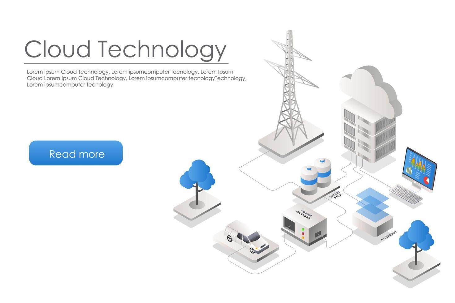 delivery order 1Concept of isometric illustration of electrical energy network and server vector