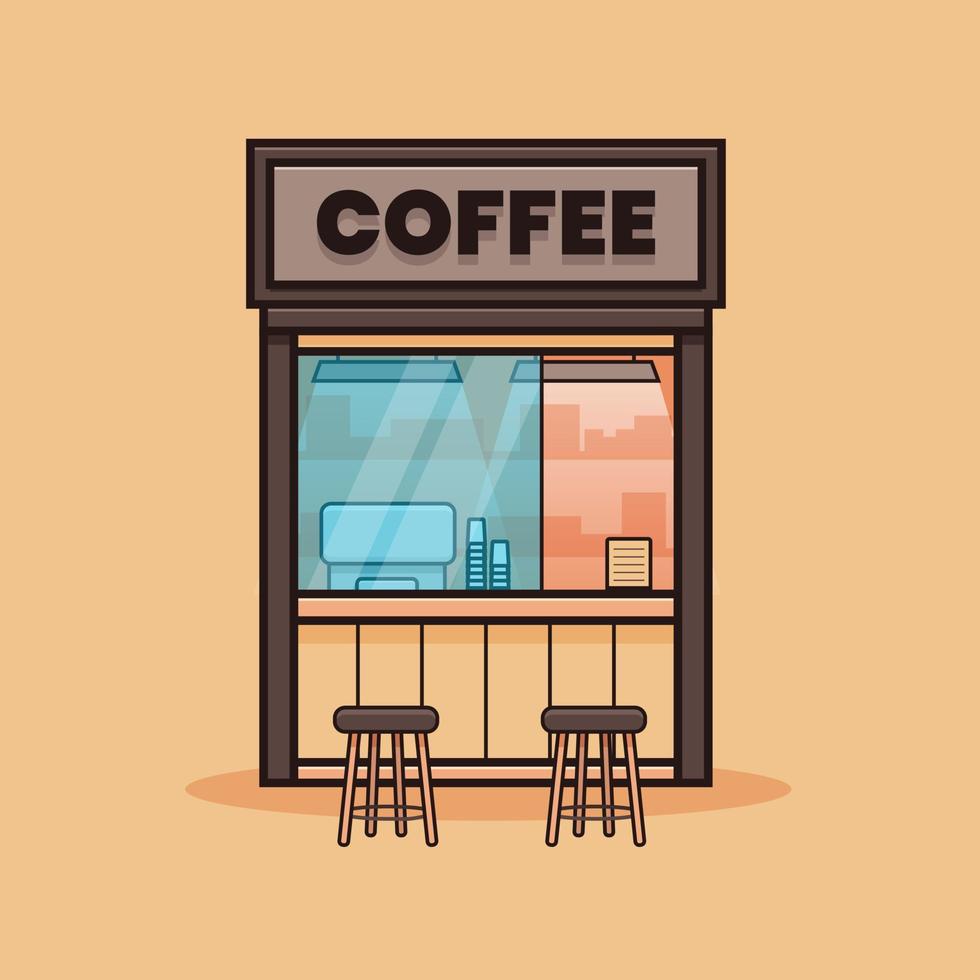 Mini Vintage Coffee Shop or cafe with two chair for dine in vector
