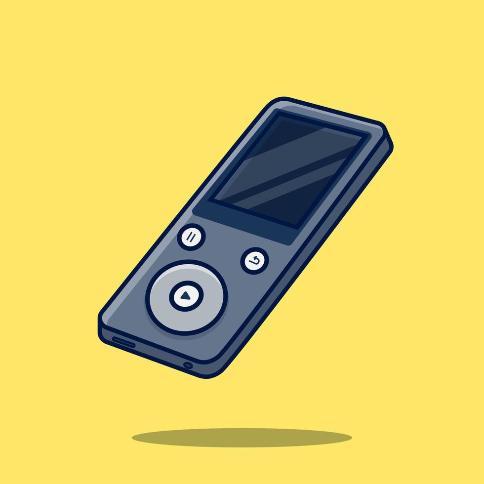 Mini portable music device clean vector isolated yellow background