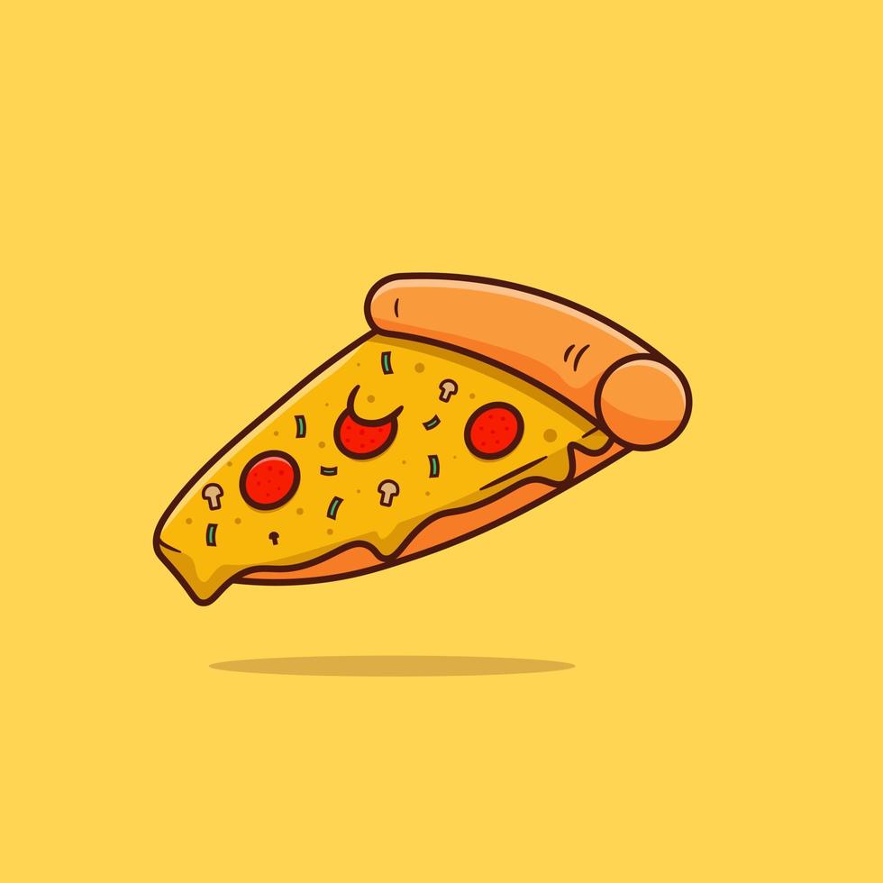 delicioso, limpio, pizza, caricatura, ilustración, aislado, plano de fondo vector