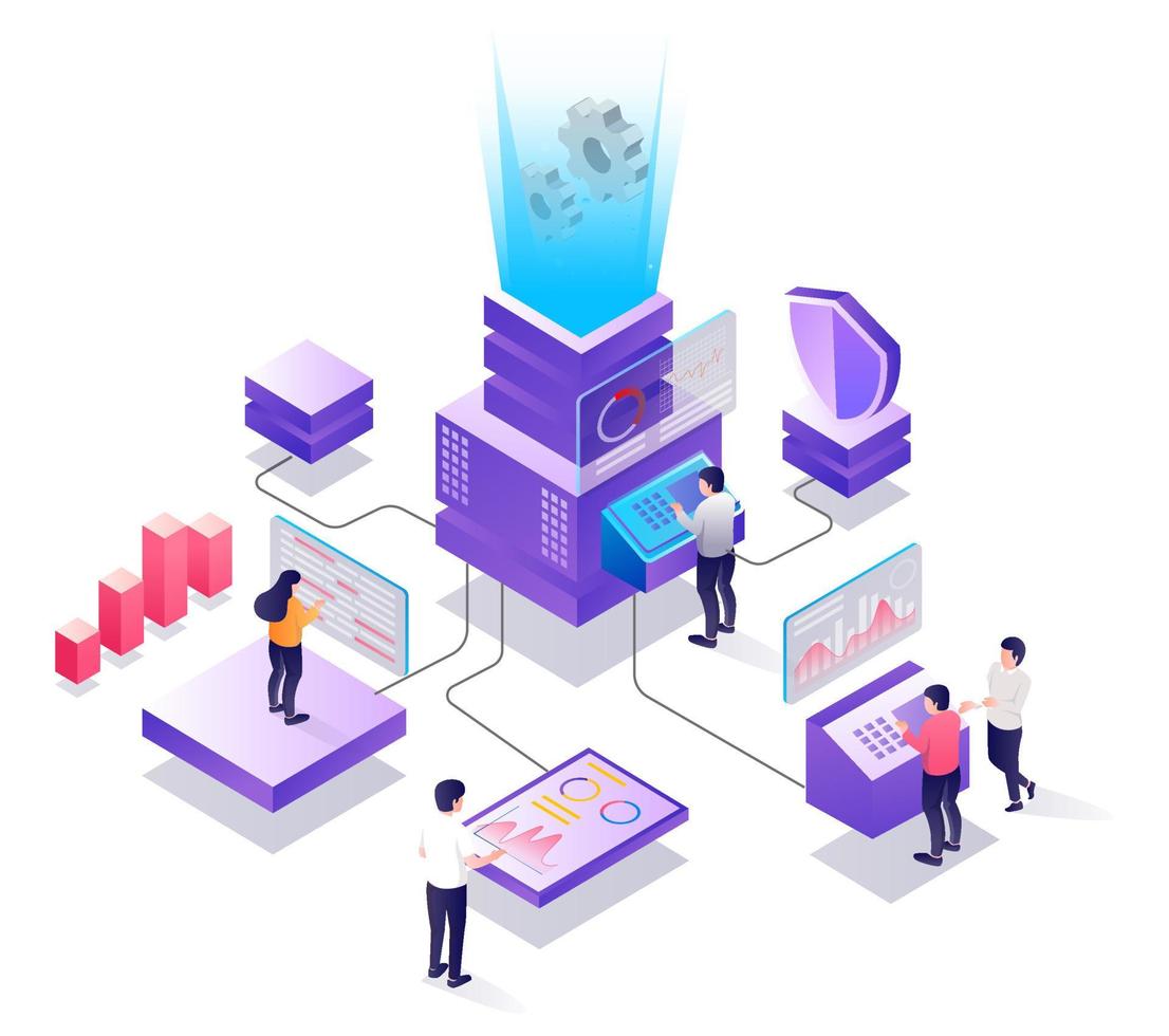 Analyzing data center with investment business vector