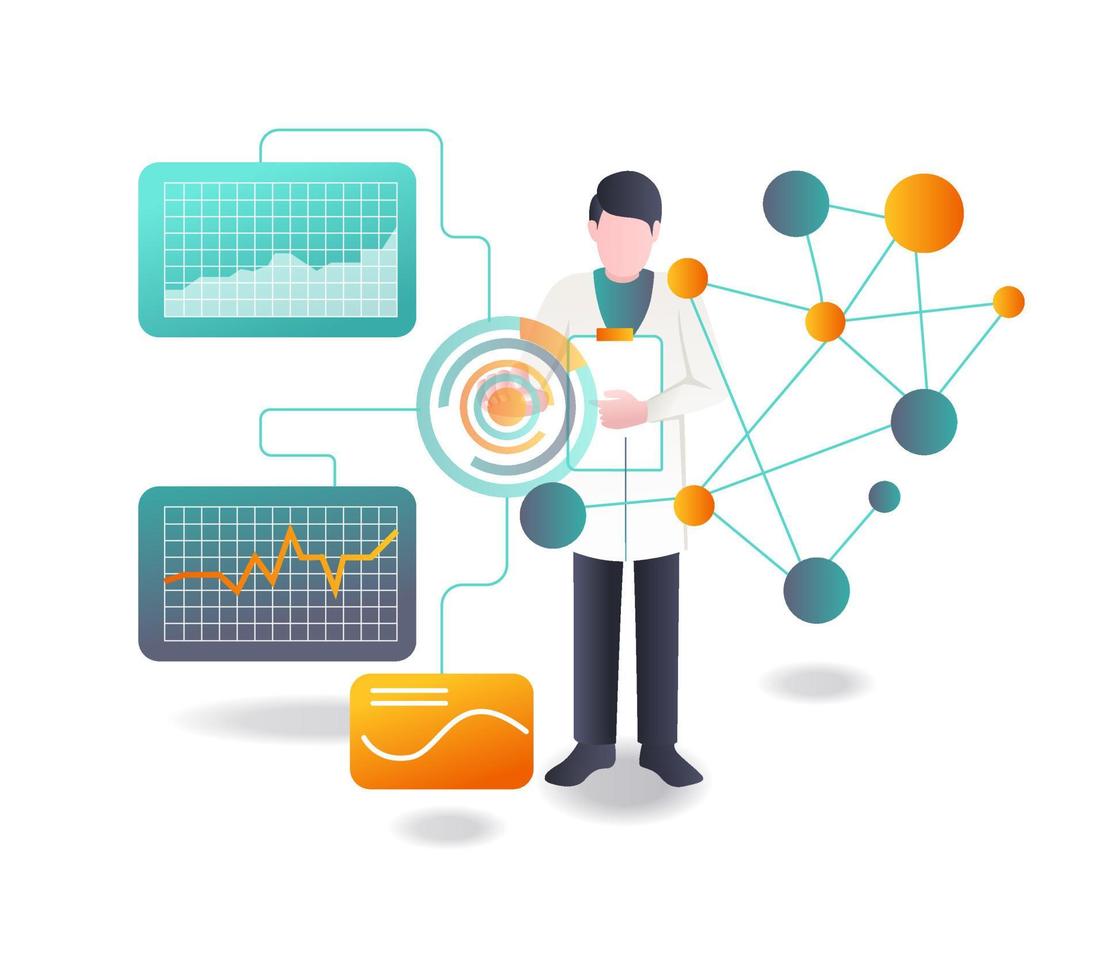 Scientists are conducting research with digital transformation vector