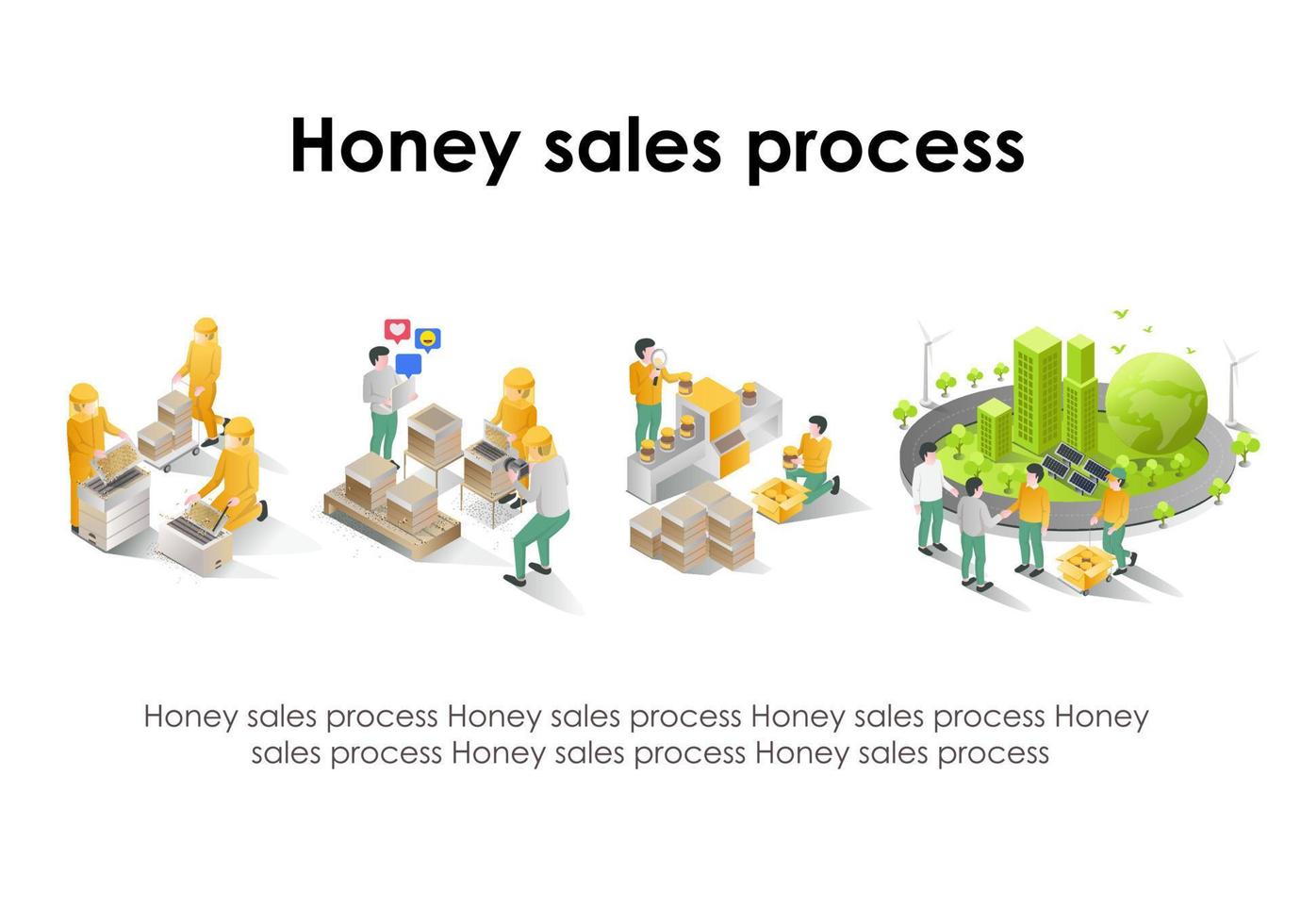 The process of harvesting honey and distributing it to consumers vector