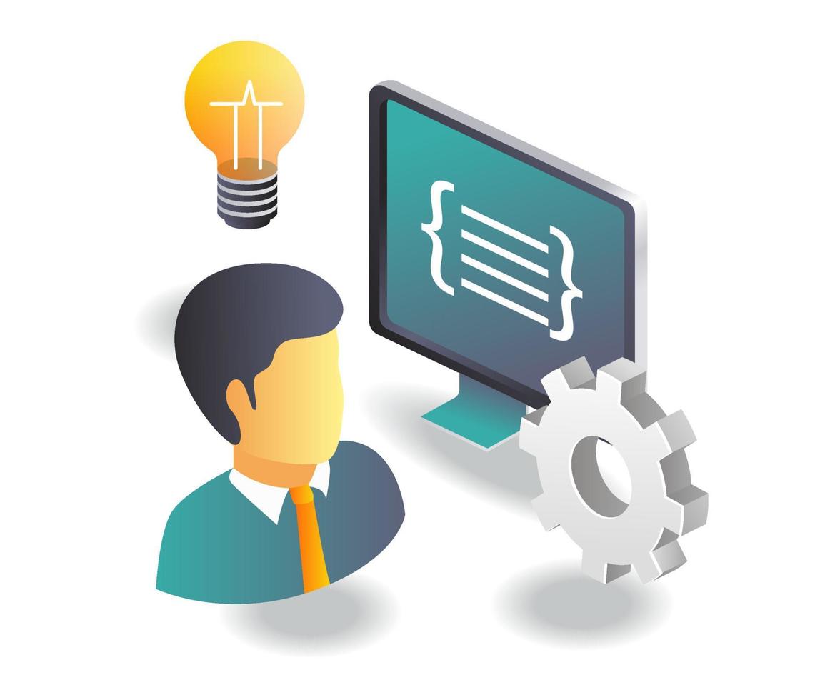 Find formula ideas in isometric illustration vector