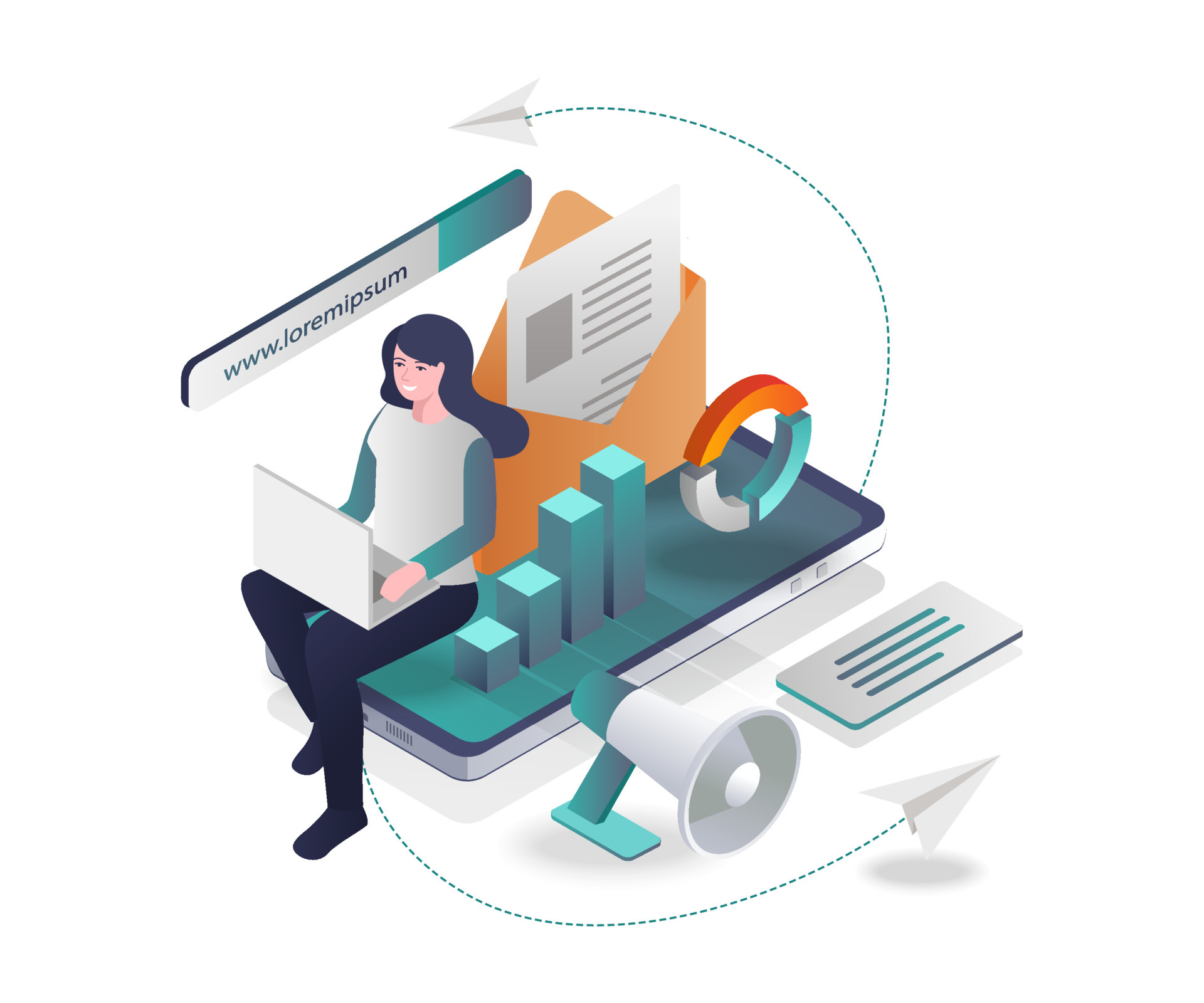 Marketing strategy email campaign in isometric design 4579235 Vector