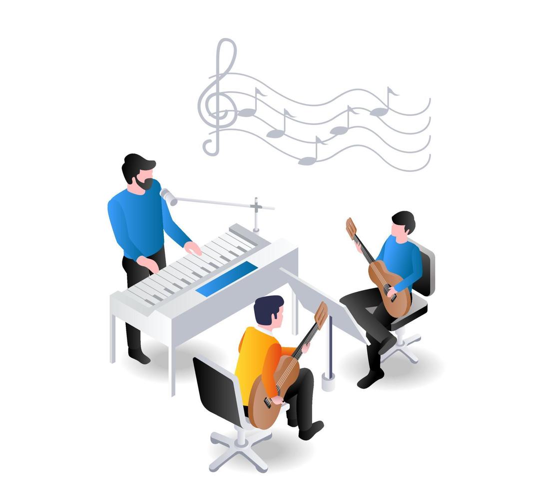 Collaborating music with students vector