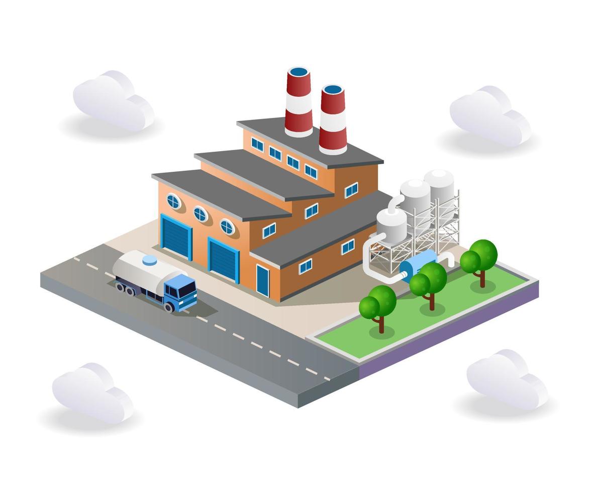 Factory and warehouse view vector