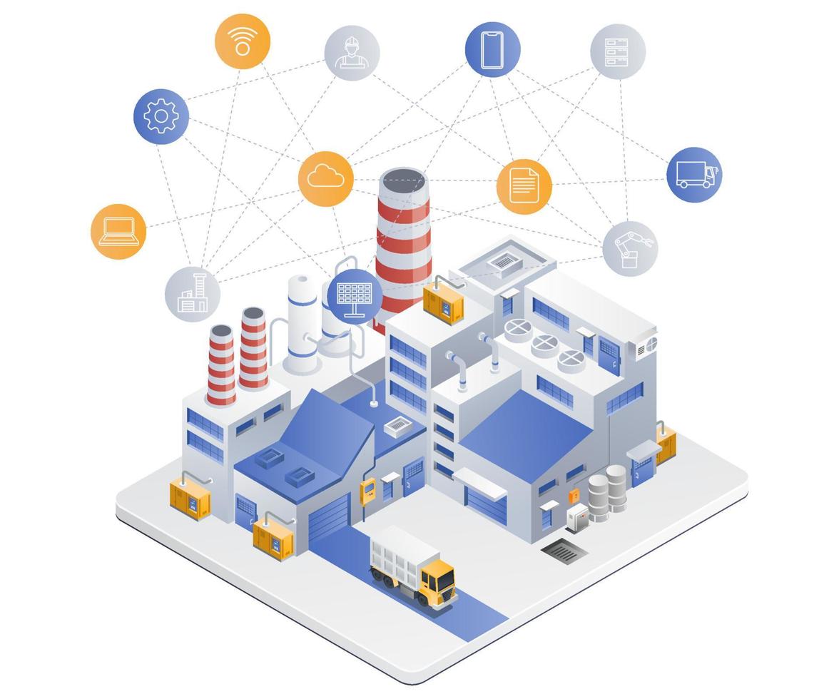 Industria de fábricas inteligentes con inteligencia artificial. vector