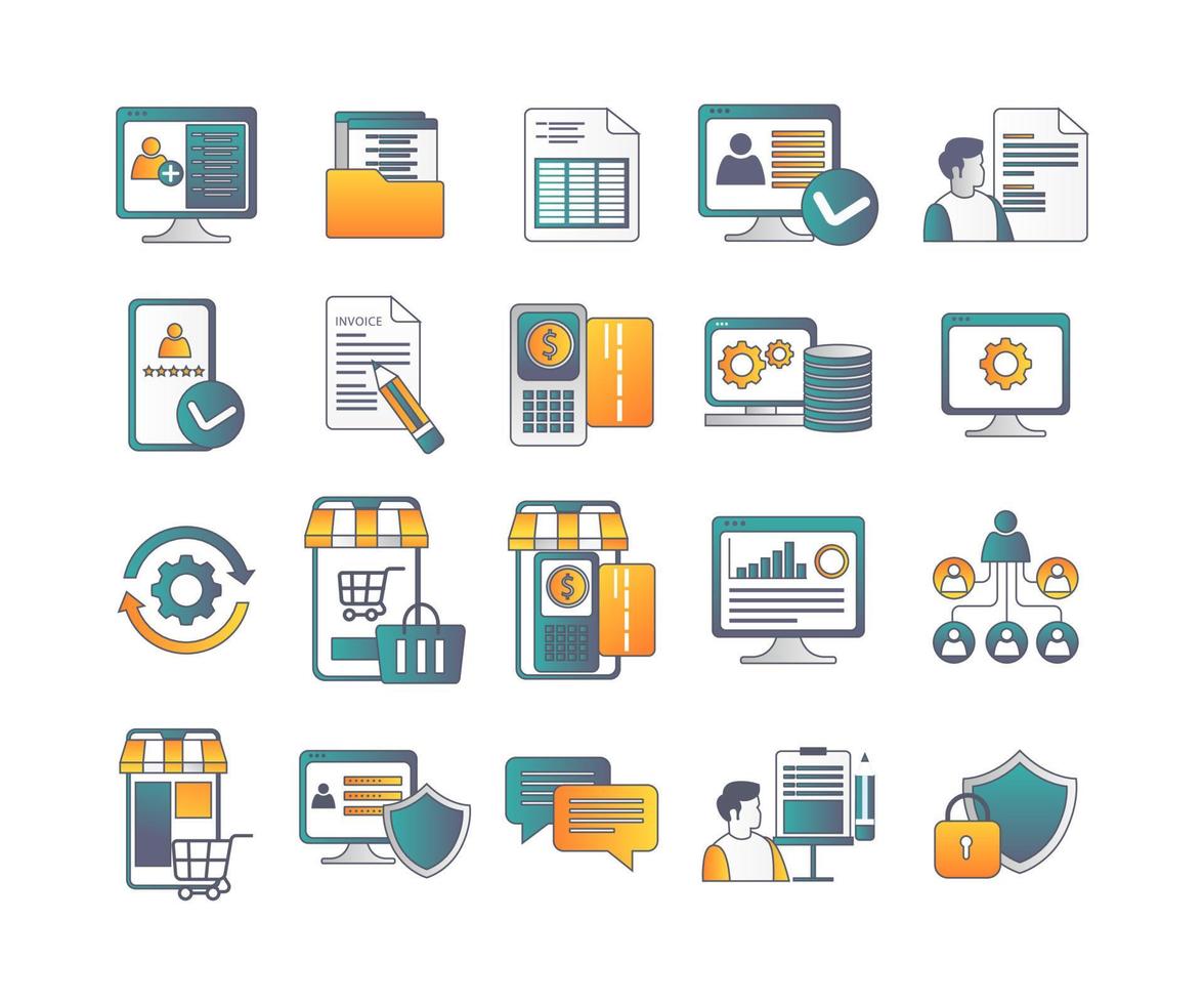 un conjunto de iconos de aplicaciones inteligentes para la plataforma de comercio electrónico vector