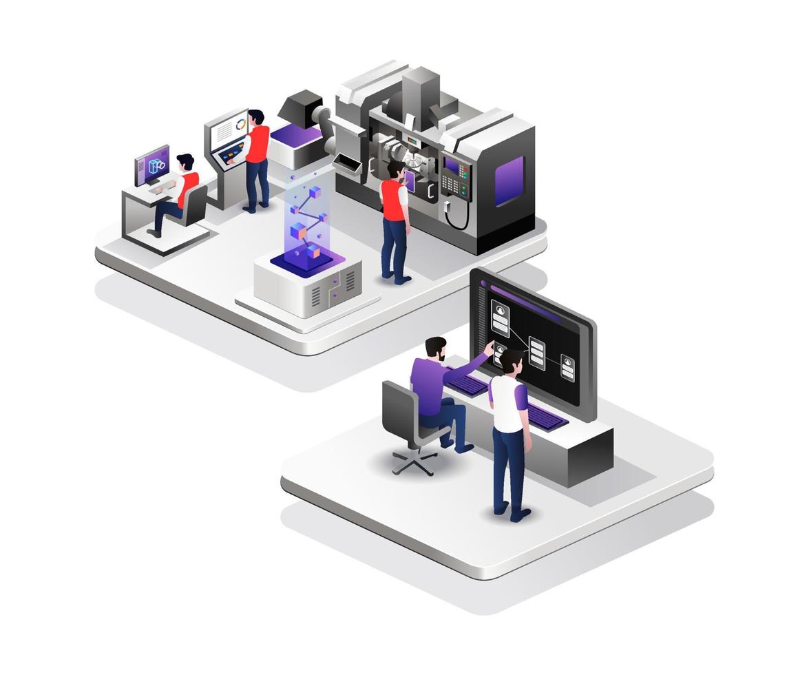 cnc factory monitoring center vector