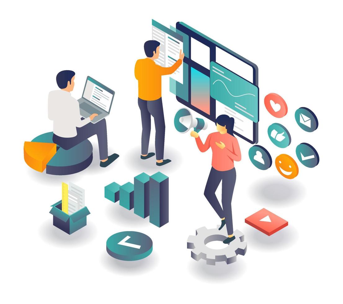 Digital marketing and seo optimization strategy vector
