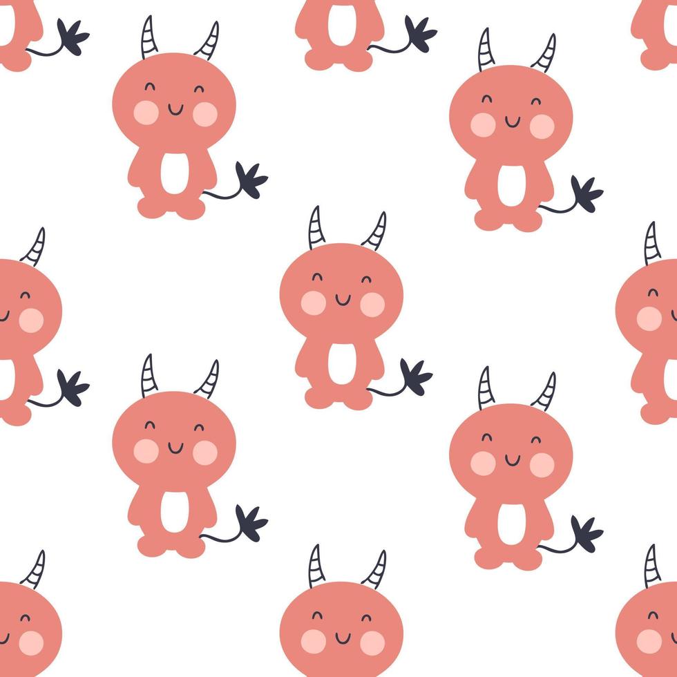 Hand drawn Halloween devils doodle seamless pattern. vector