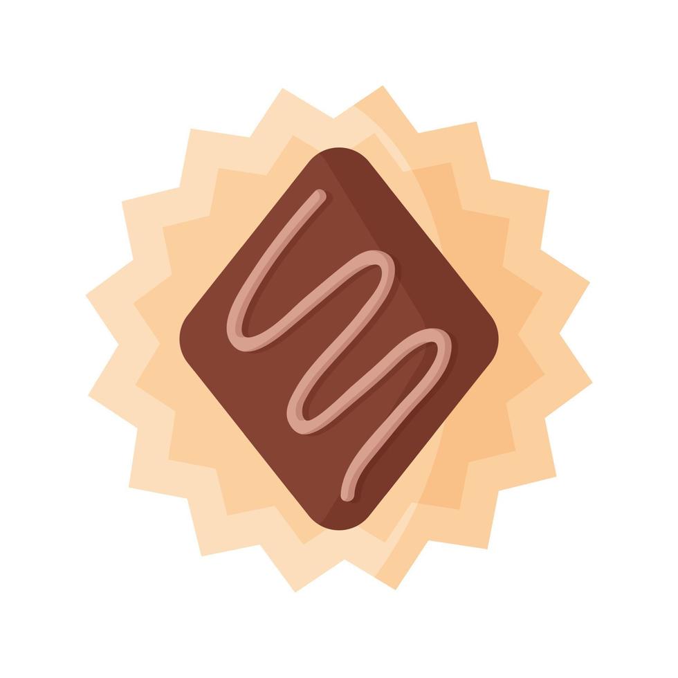 Rhombus chocolate dessert or candy with icing vector