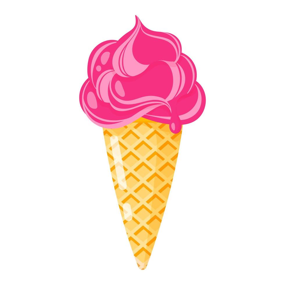 Pink Ice cream cone or sundae. vector