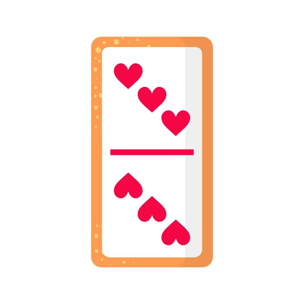 Domino three by three hearts bone cookie with heart for Valentine's Day or wedding. vector