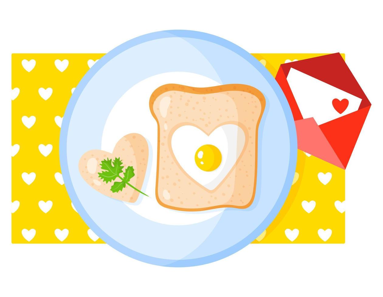 Holiday breakfast omelet and toast. vector