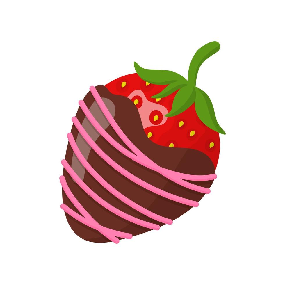 Glazed strawberry in pink and milk chocolate vector