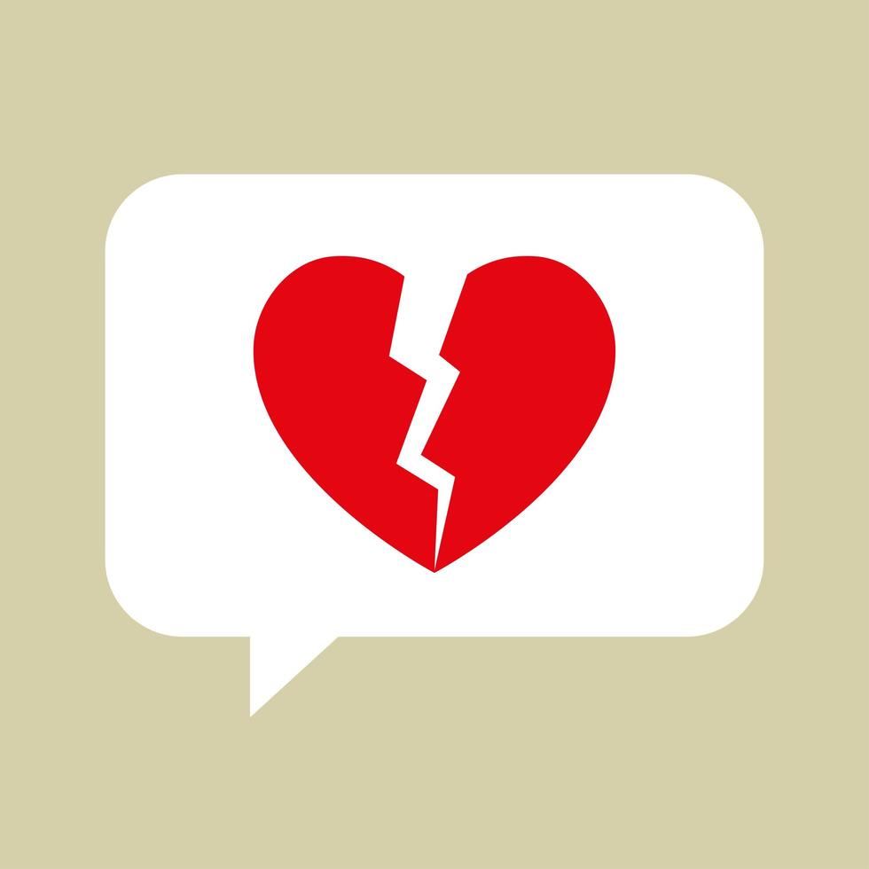 Speech bubble with broken heart. Vector illustration. Flat