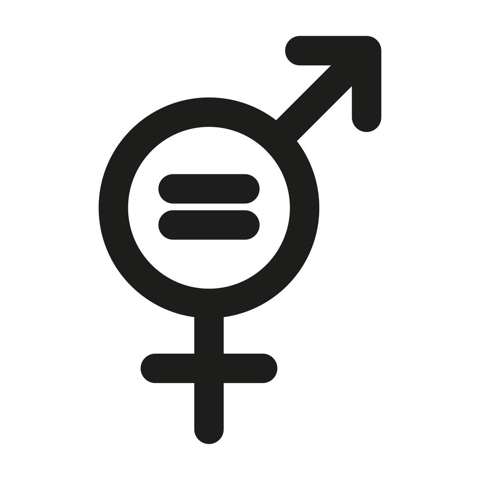Gender equality logo concept. Gender symbol simple silhouette. Black icon isolated on white background. Vector illustration.