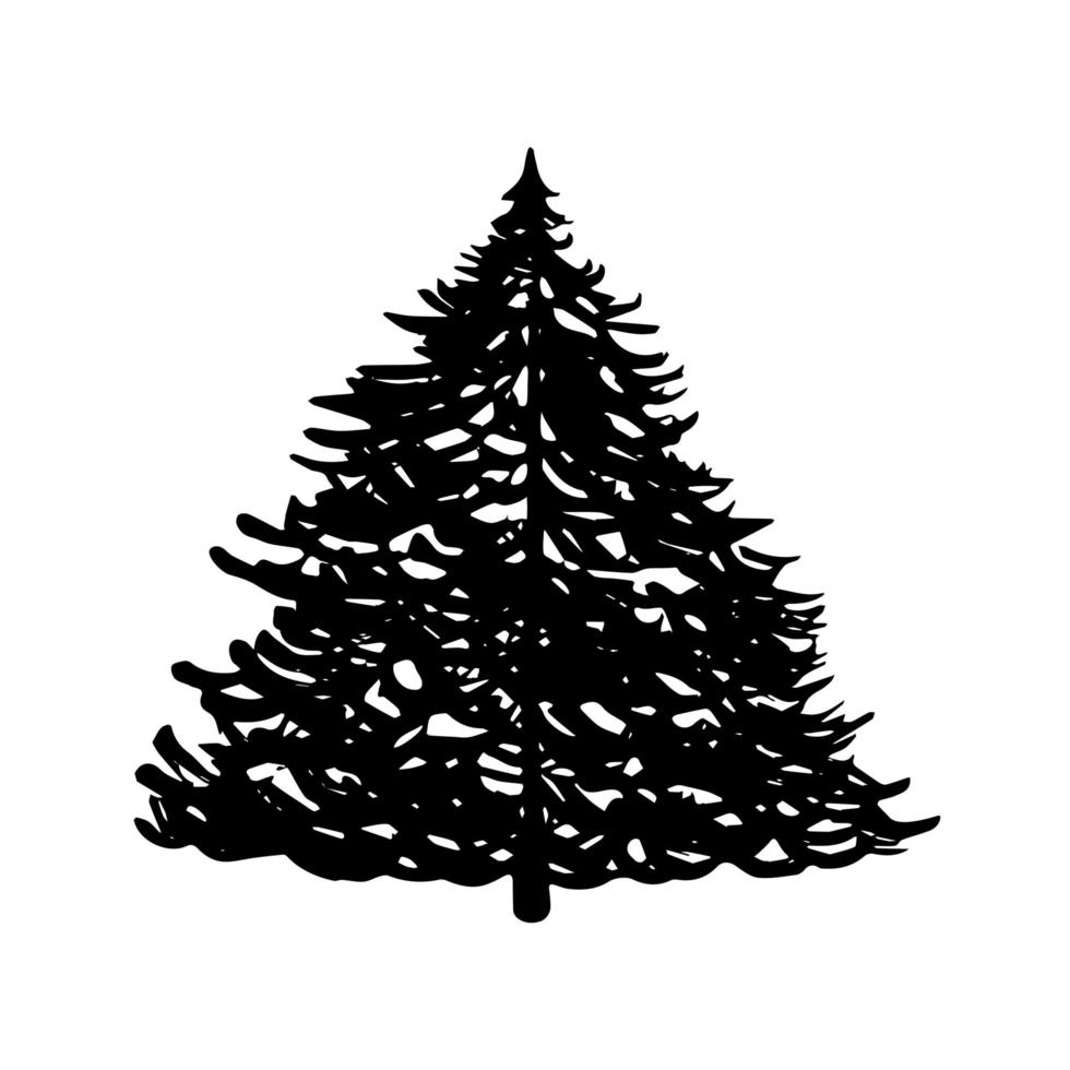 Hand sketch Christmas tree. Drawn Christmas tree. Vector illustration. Flat
