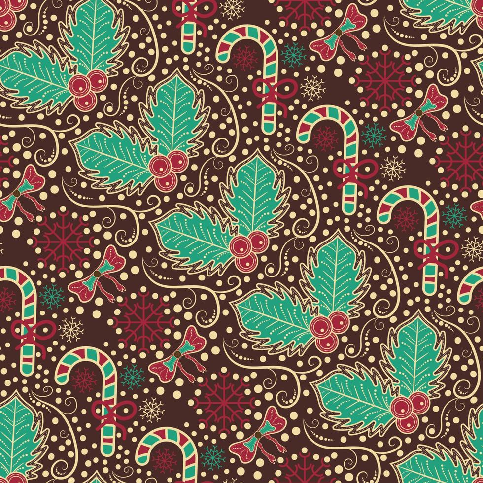 traditional batik style merry christmas seamless pattern vector