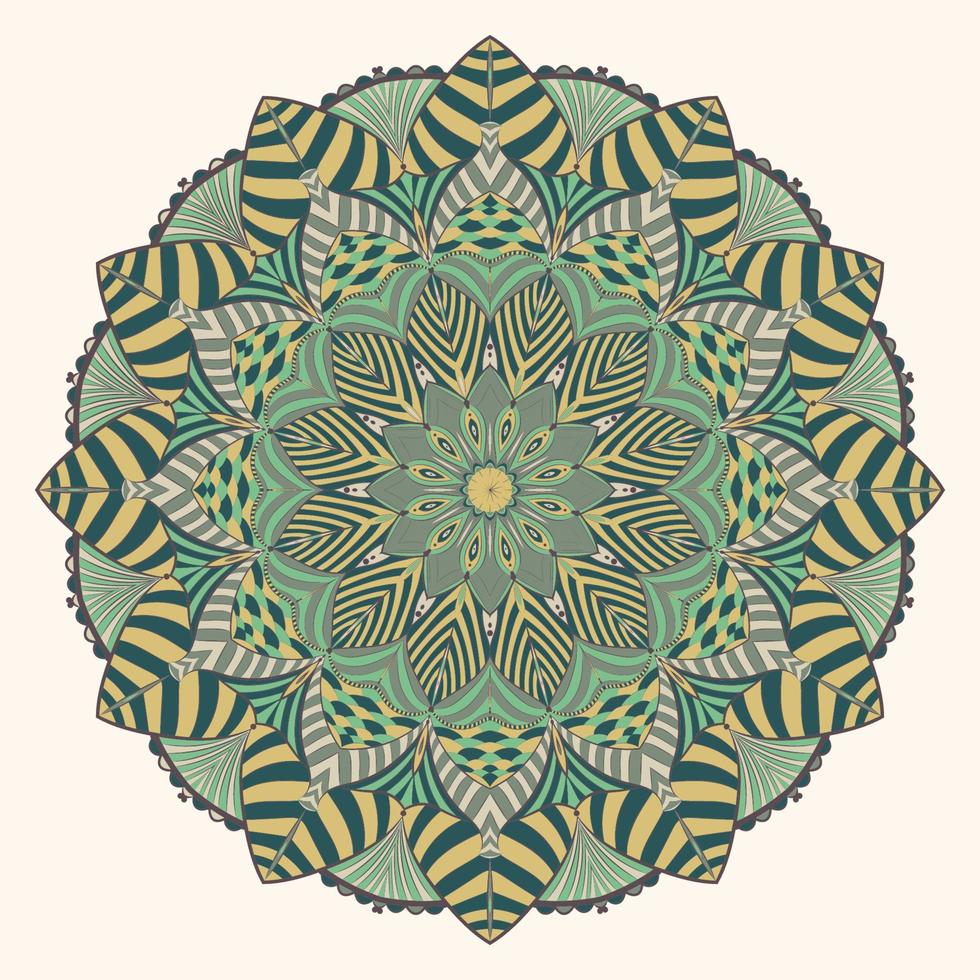 mandala art vintage color verde ornamento vector