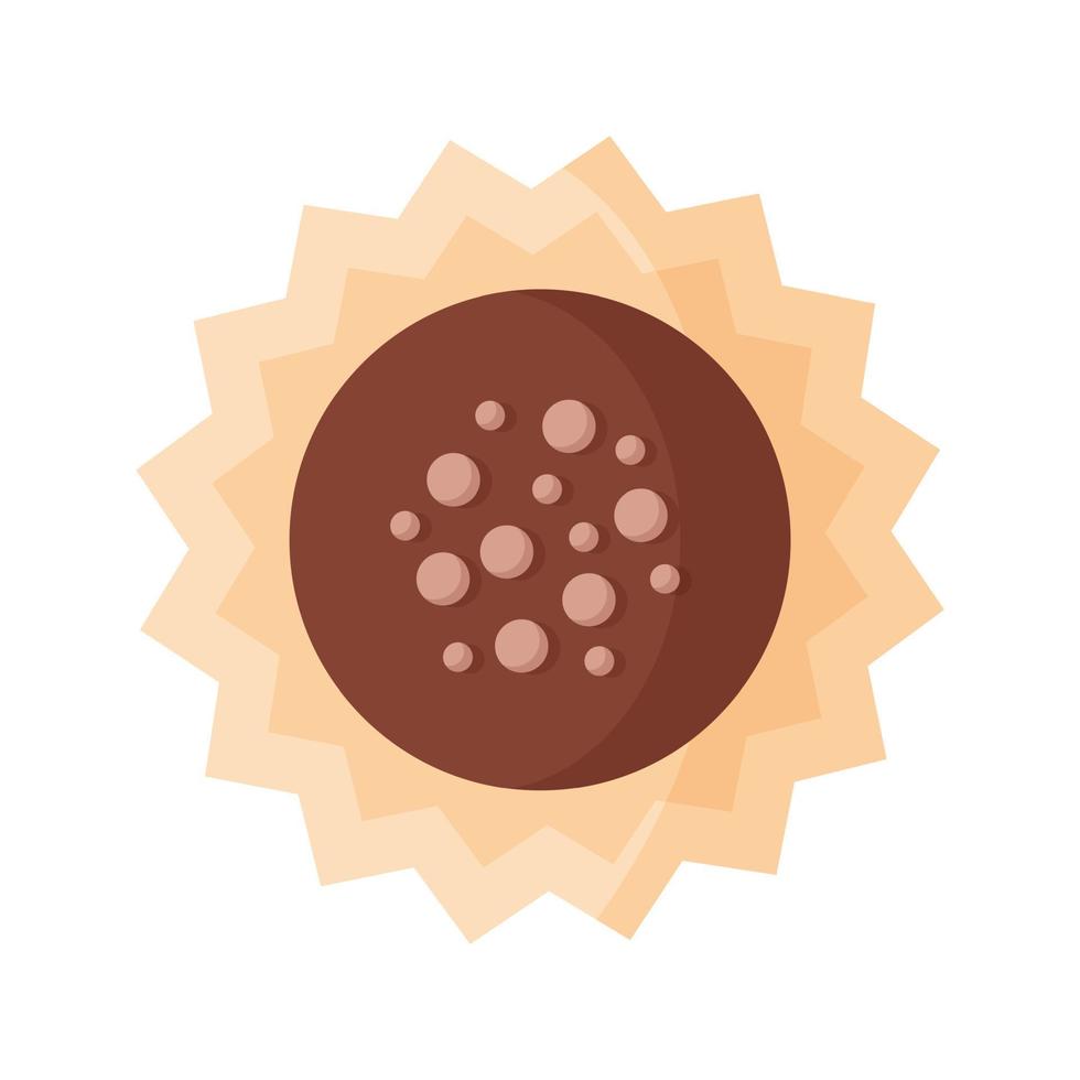 Circle chocolate truffle with icing vector