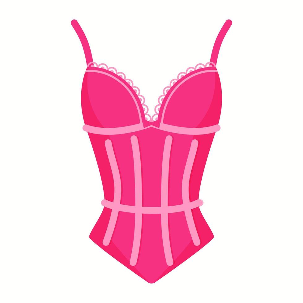 Women lingerie pink body corset. Fashion concept. vector