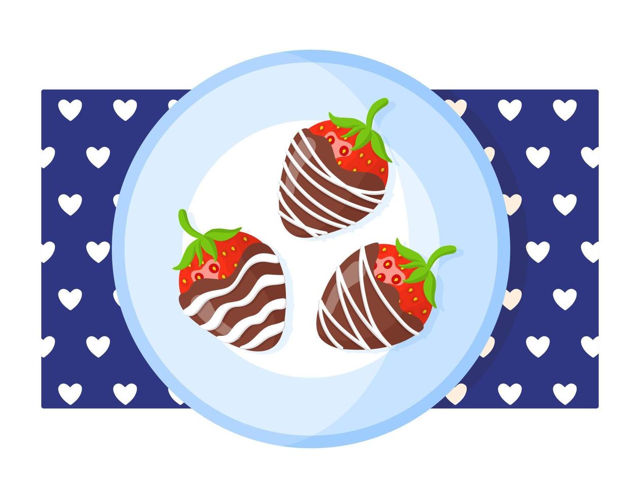 Holiday breakfast strawberries in chocolate glaze. vector