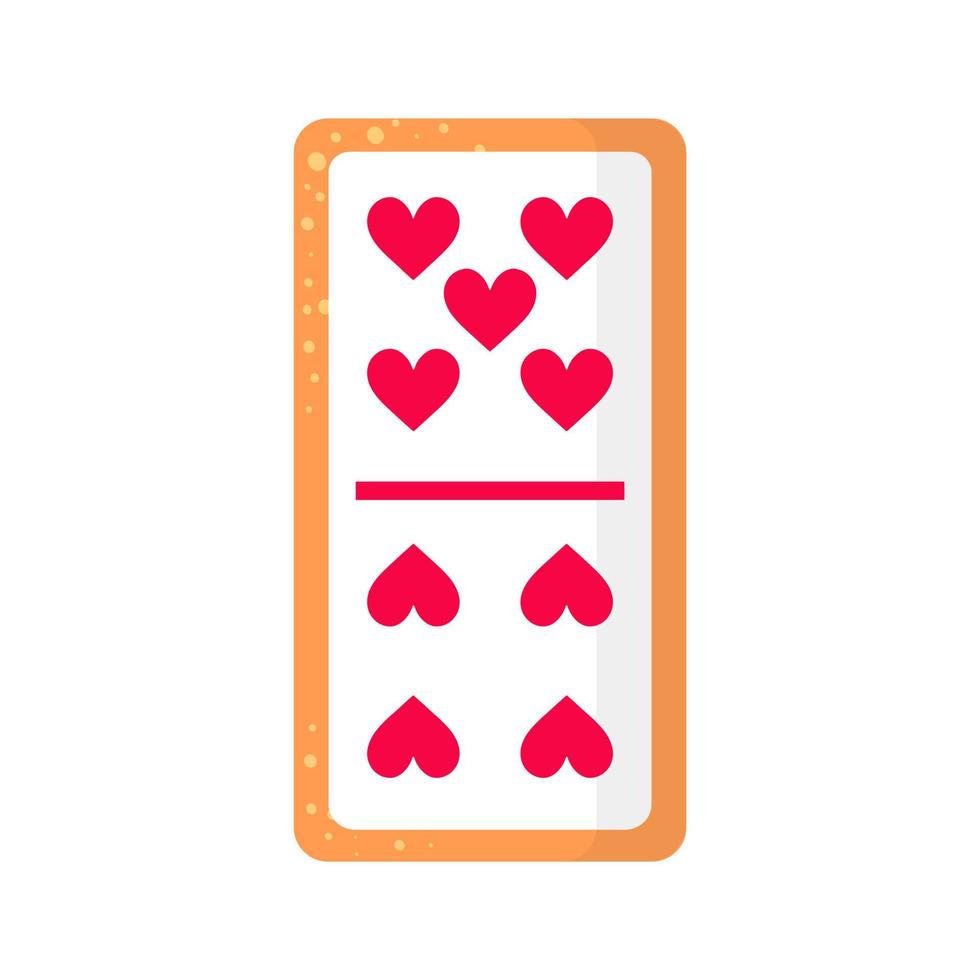 Domino five by four hearts bone cookie with heart for Valentine's Day or wedding. vector