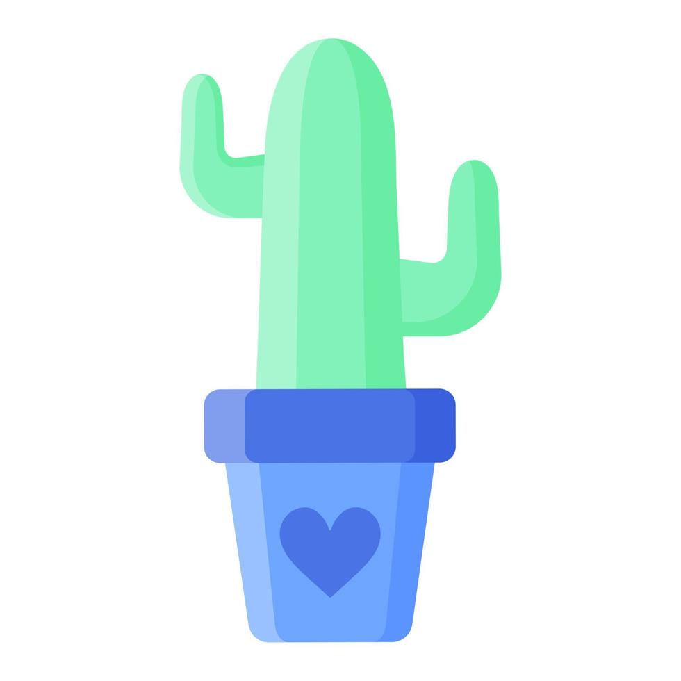 Blue flower pot with cactus or succulent vector