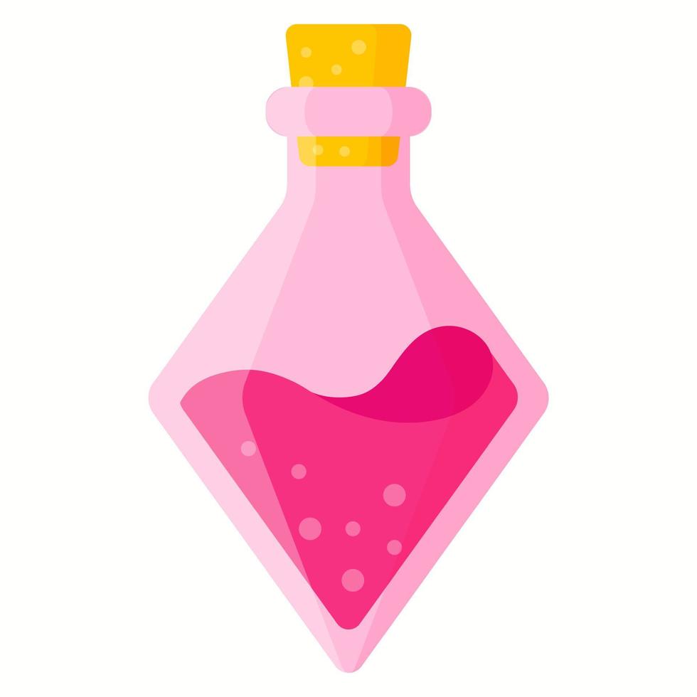 poción de amor en botella de rombo rosa para la boda o el día de san valentín. vector