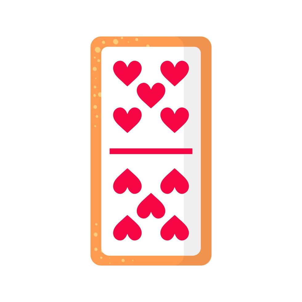 Domino five by five hearts bone cookie with heart for Valentine's Day or wedding. vector